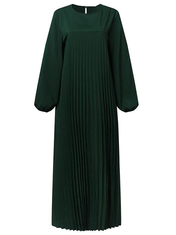 Solid Pleated Maxi Dress