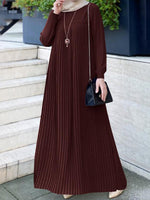 Solid Pleated Maxi Dress