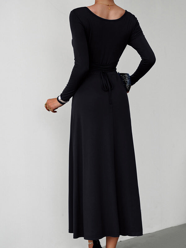 Solid Tied Midi Dress