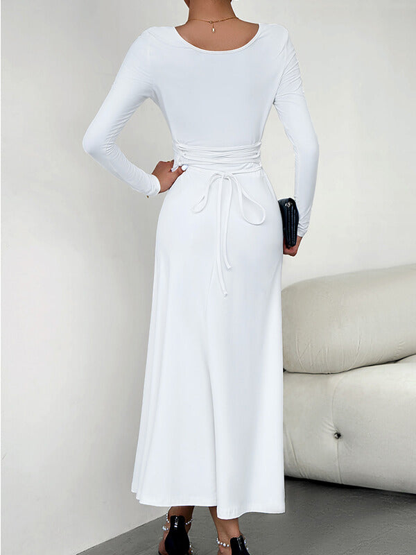 Solid Tied Midi Dress