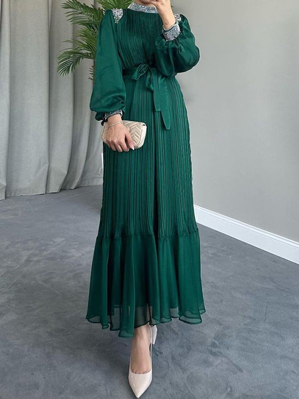 Studded Pleated Dress