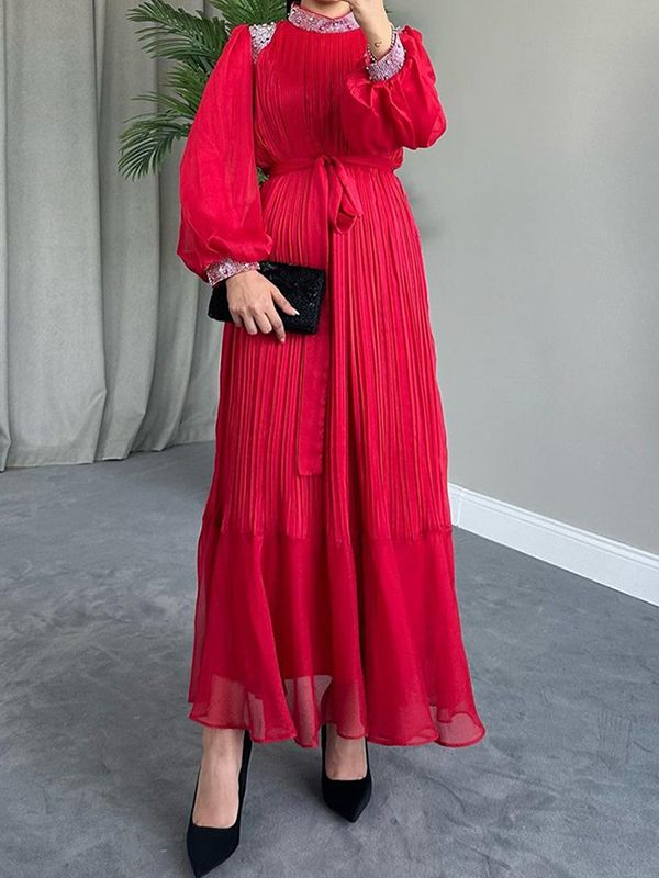 Studded Pleated Dress