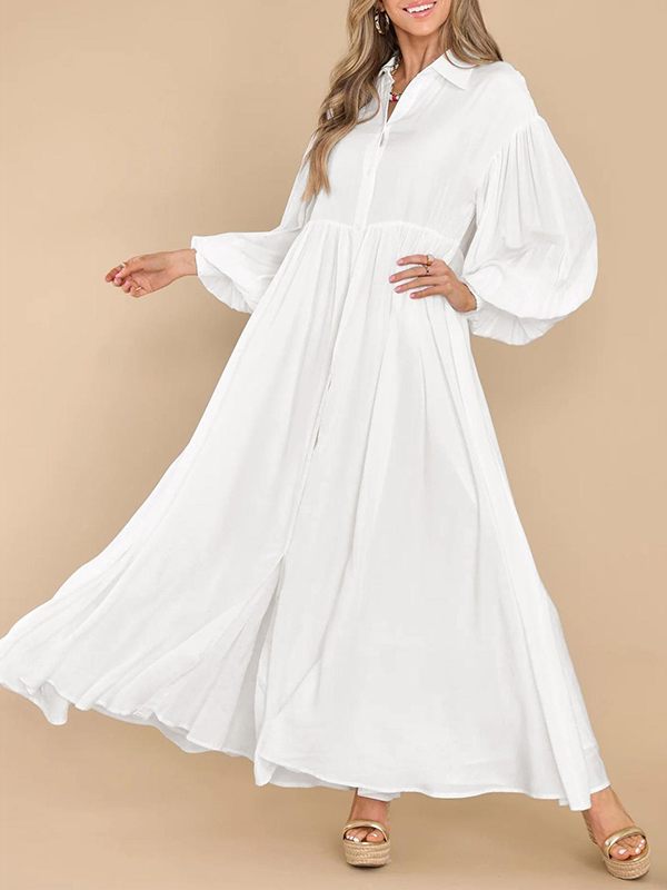 Solid Button-Front Shirt Dress