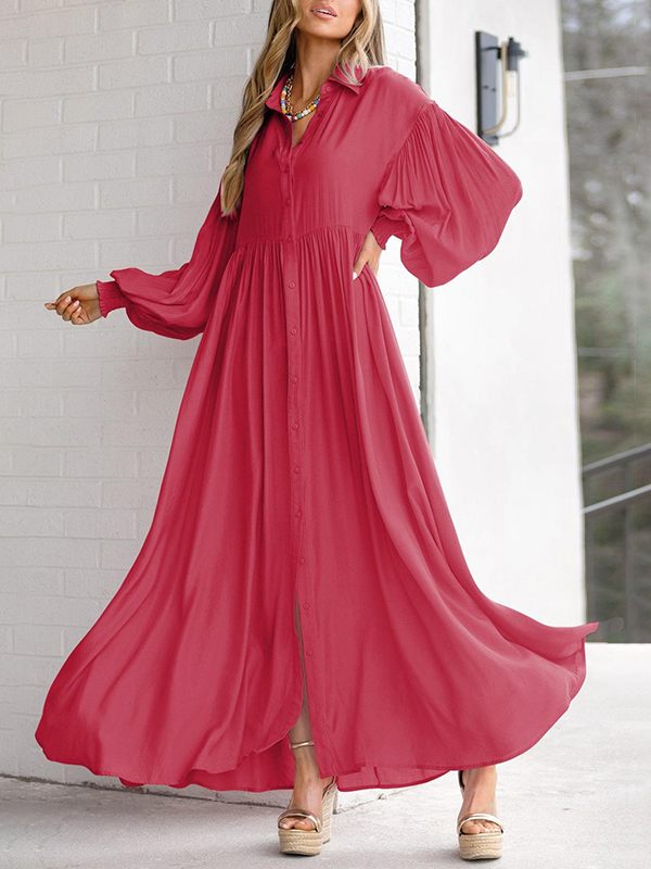 Solid Button-Front Shirt Dress