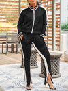 Side-Stripe Jacket & Slit Pants Set