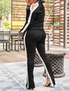 Side-Stripe Jacket & Slit Pants Set