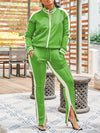 Side-Stripe Jacket & Slit Pants Set