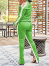 Side-Stripe Jacket & Slit Pants Set