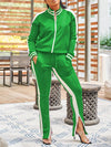 Side-Stripe Jacket & Slit Pants Set