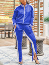 Side-Stripe Jacket & Slit Pants Set