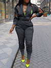 Slit Bomber Jacket & Jogger Pants Set