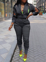 Slit Bomber Jacket & Jogger Pants Set