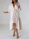 Solid Asymmetric Shirt Dress