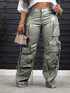 Faux-Leather Cargo Pants