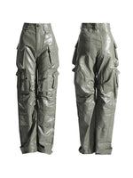 Faux-Leather Cargo Pants