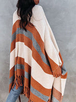 Fringe Colorblock Cape
