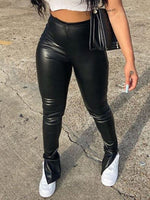 Slit Faux-Leather Pants