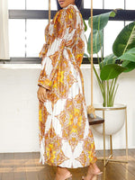 Printed Tied Pleated Dress