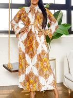 Printed Tied Pleated Dress