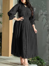 Solid Tied Pleated Dress