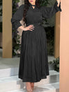 Solid Tied Pleated Dress