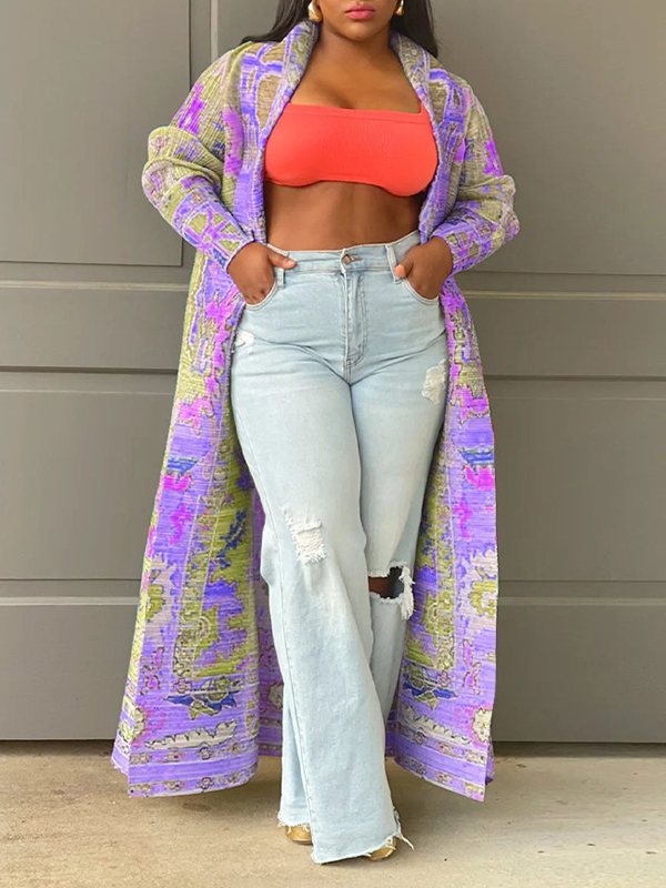 Beautiedoll Printed Open-Front Duster