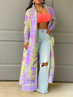 Beautiedoll Printed Open-Front Duster