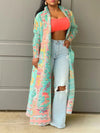 Beautiedoll Printed Open-Front Duster