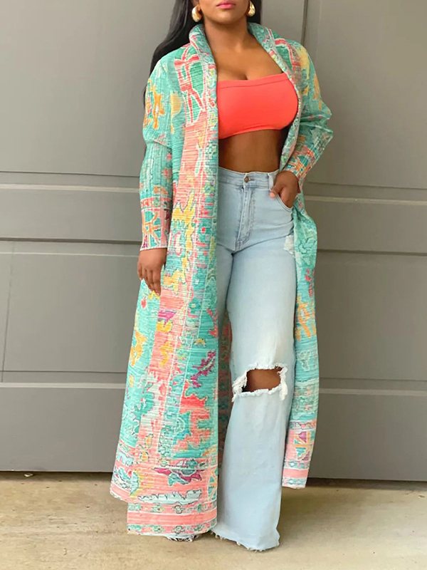 Beautiedoll Printed Open-Front Duster