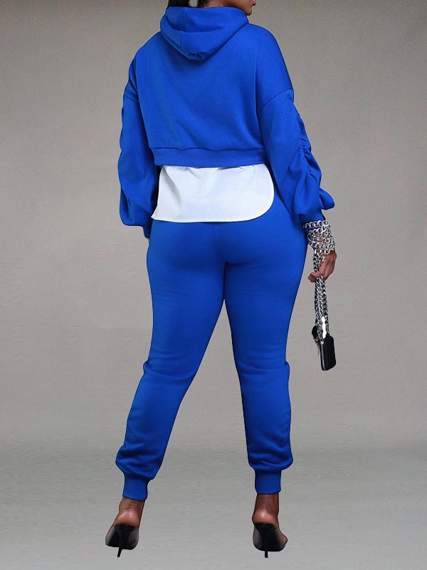Ruched Combo Hoodie & Jogger Pants Set
