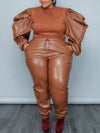 Beautiedoll Faux-Leather Combo Top & Pants Set