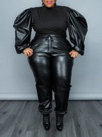 Beautiedoll Faux-Leather Combo Top & Pants Set