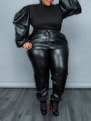 Beautiedoll Faux-Leather Combo Top & Pants Set