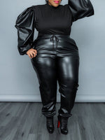 Beautiedoll Faux-Leather Combo Top & Pants Set
