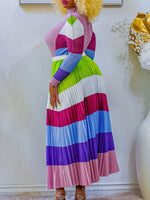Colorblock Top & Pleated Skirt Set