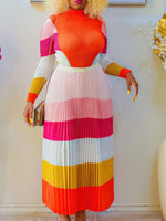 Colorblock Top & Pleated Skirt Set