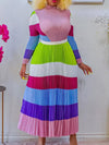 Colorblock Top & Pleated Skirt Set
