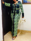 Beautiedoll Printed Fringe-Combo Zip-Front Dress