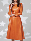 Belted Faux Leather Dress