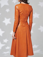 Belted Faux Leather Dress