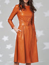 Belted Faux Leather Dress