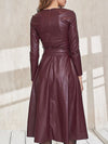 Belted Faux Leather Dress