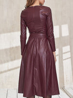 Belted Faux Leather Dress