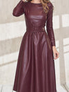 Belted Faux Leather Dress