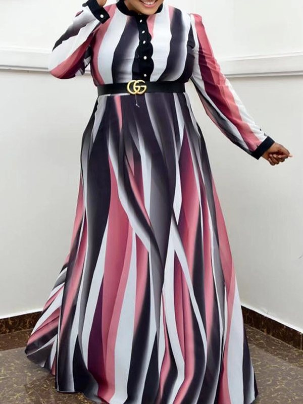 Printed Belted Maxi Dress