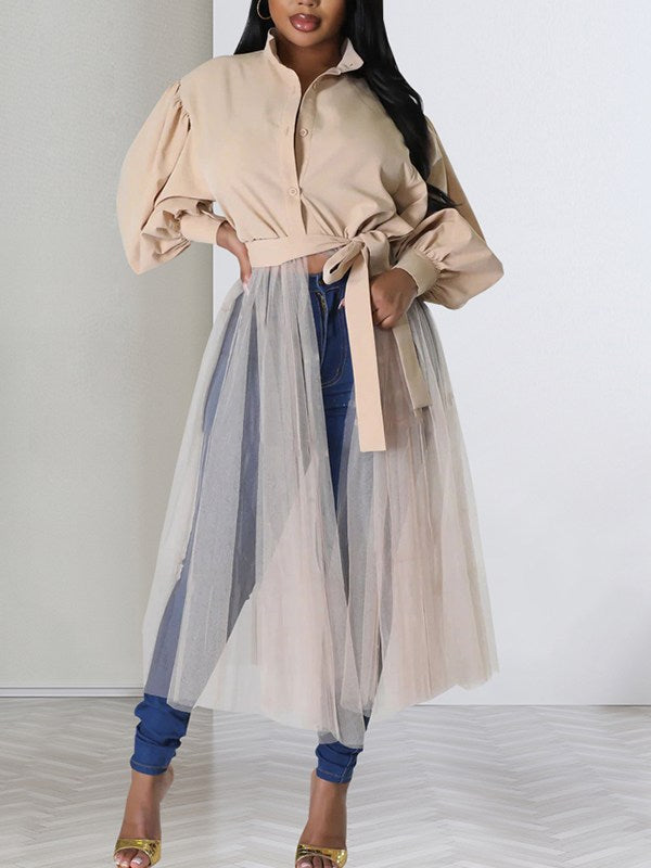 Sheer Combo Tunic Shirt