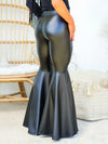 Faux-Leather Flared Pants