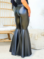 Faux-Leather Flared Pants