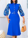 Printed-Combo Button-Front Dress
