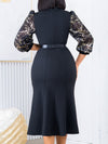 Printed-Combo Button-Front Dress
